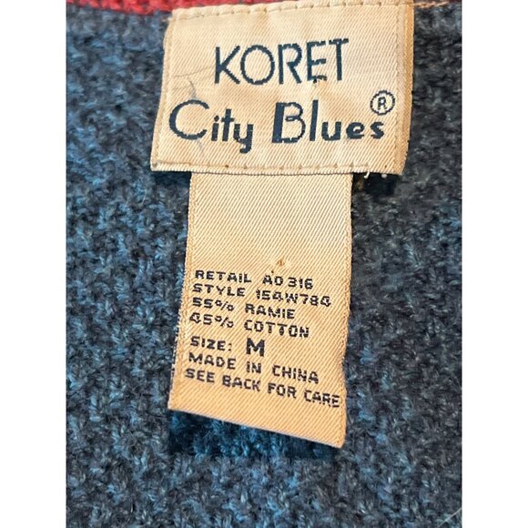 VTG Koret City Blues Embroidered Cotton Blend Vest Sweater Women M Checkered - Picture 3 of 7